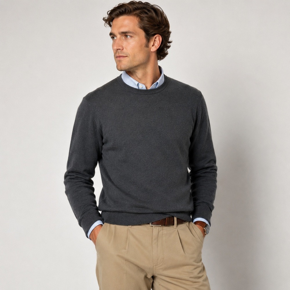 Banana Republic Sweater Mens S Gray Merino Wool Crew Neck Long Sleeve Preppy